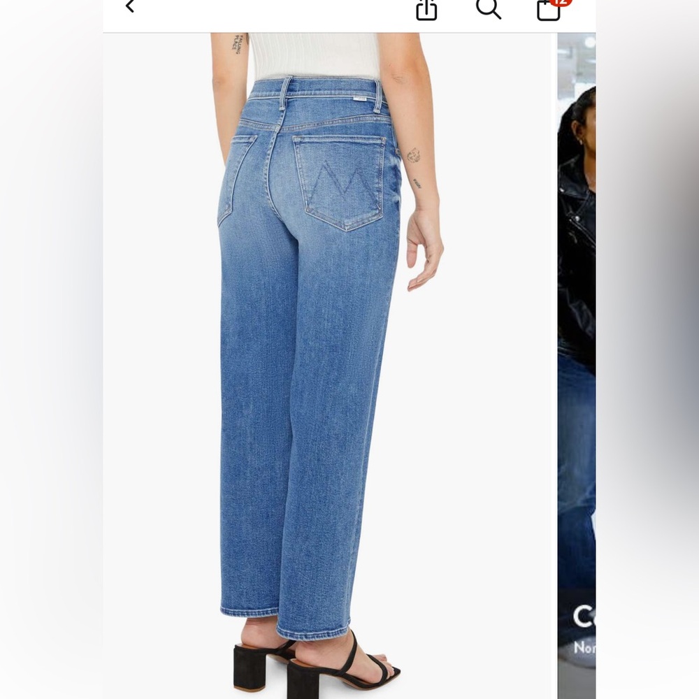 NEW MOTHER LIL Rambler Zip Flood Jeans Wide Leg 27 P - Picture 2 of 10